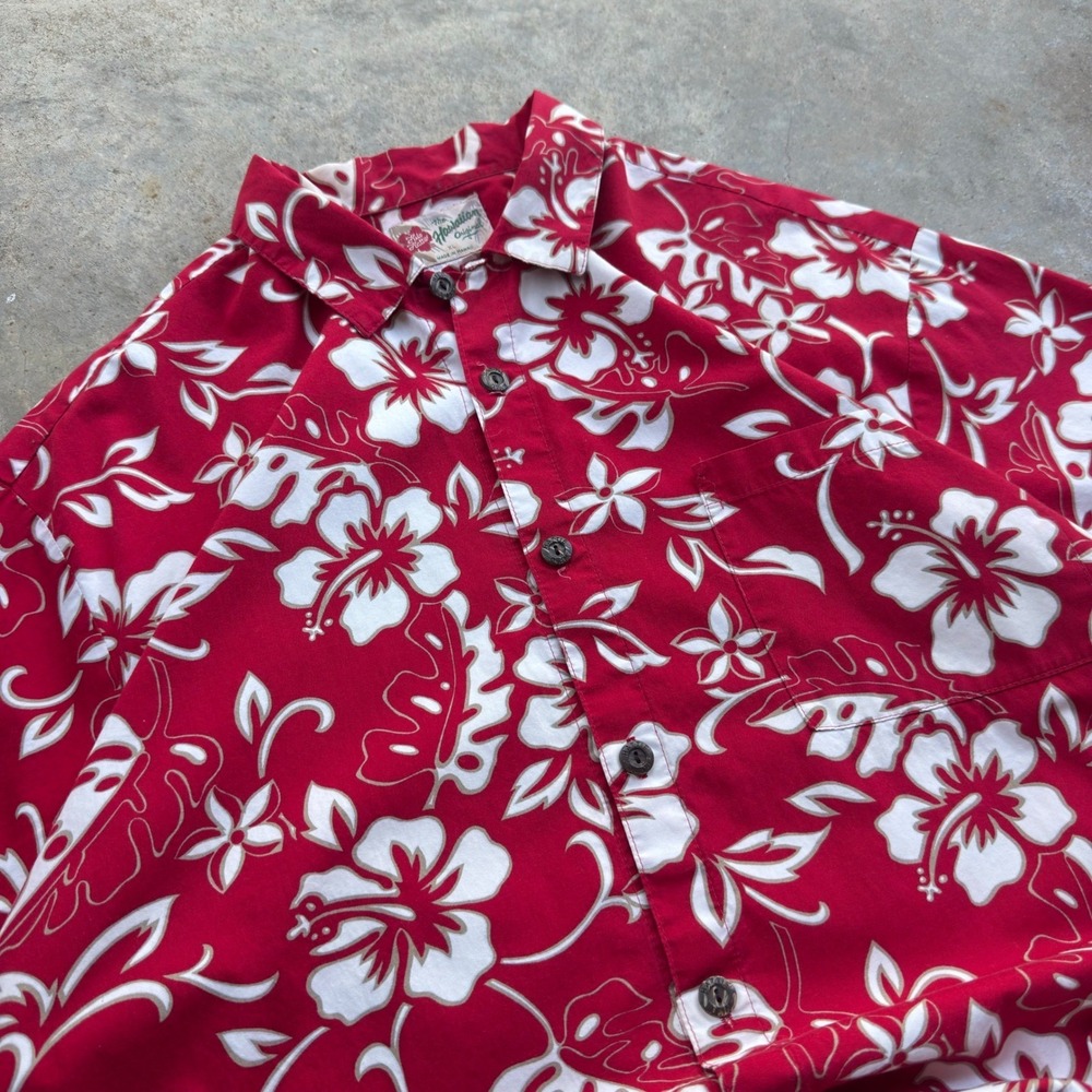 Vintage 90s Hilo Hattie Hawaiian Shirt Floral Made in Hawaii Red XL (f7) - Picture 3 of 7
